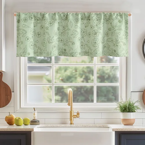 Miniatura 2 de Jinchan - Cenefa floral para cocina, cortina de privacidad para ventanas de 16 pulgadas, estilo rústico de casa de campo, para sala de estar