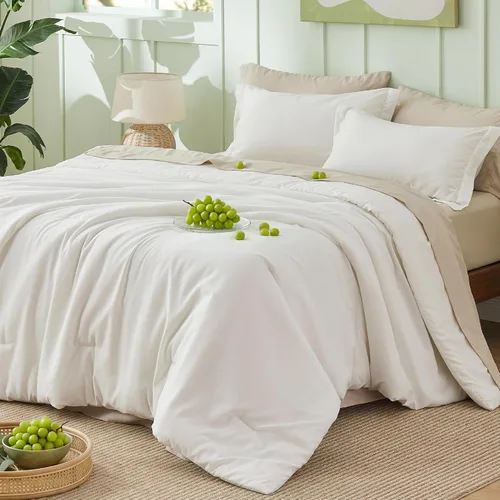 Miniatura 21 de Bedsure Juego de ropa de cama con edredón tamaño King en verde salvia, 7 piezas de ropa de cama ligera para cama King estilo boho, juego de ropa