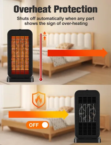 Miniatura 8 de BALKO Calentador de espacio, calentadores eléctricos portátiles para uso en interiores con termostato, modo de ventilador, control remoto