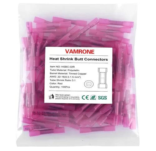 Miniatura 15 de 200 conectores de cable termorretráctiles de 16-14 AWG, conectores de cable eléctrico aislados, impermeables, terminales de crimpado de alambre