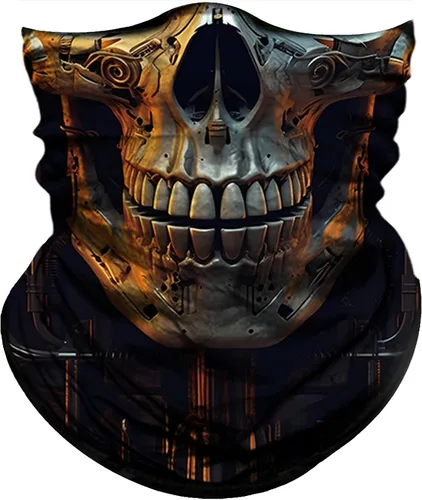 Miniatura 25 de Obacle Bandana máscara facial cuello polaina tubo máscara hombres mujeres para protección solar contra el polvo Bandera de calavera blanca y negra