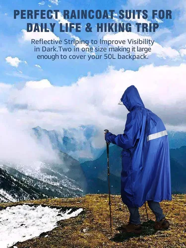 Miniatura 22 de Anyoo Poncho de lluvia con capucha, impermeable, ligero, para hombres, mujeres y adultos, con bolsillo para senderismo, camping, actividades al aire