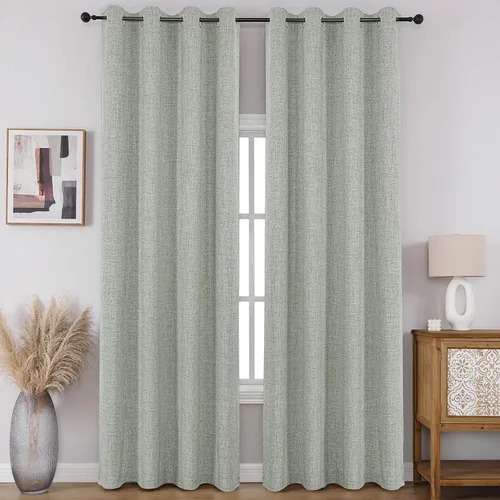 Miniatura 15 de CUCRAF - Juego de 2 paneles de cortinas de ventana con oscurecimiento total del 100%, de 54 pulgadas de largo, con aspecto de lino falso, cortinas