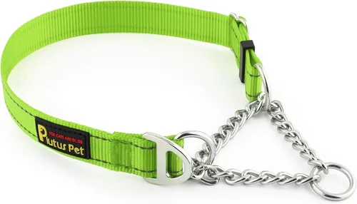 Miniatura 15 de Plutus Pet Martingale - Collar para perro con cadena de acero inoxidable y nailon reflectante, collar de entrenamiento ajustable sin tirones