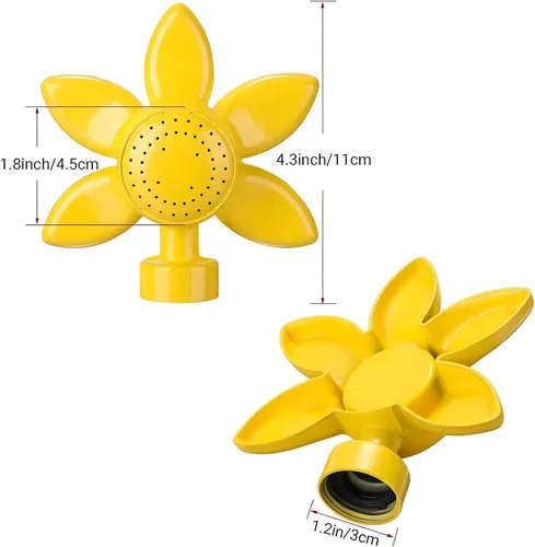 Miniatura 3 de Aspersor de césped, diseño de flores amarillas de 4.3 pulgadas, paquete de 2, rociadores metálicos para áreas de césped pequeñas, juego de niños