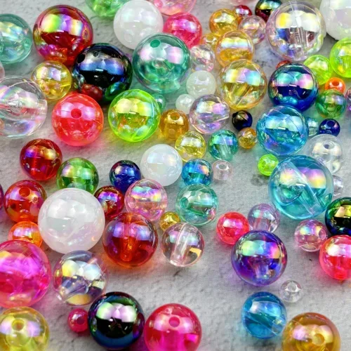 Miniatura 5 de 2000 cuentas redondas acrílicas de 0.157 pulgadas (0.157 in), cuentas espaciadoras de colores AB con agujero para bricolaje, pulseras, collares