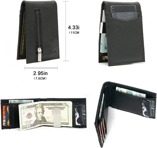 Miniatura 6 de Billetera rastreable para hombre, antipérdida, Bluetooth, rastreador y buscador, tarjeta de crédito (negro, 33)