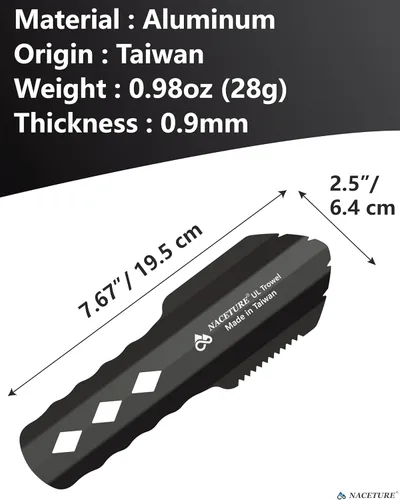 Miniatura 3 de NACETURE Paleta ultraligera de aluminio para mochileros, multiherramienta pequeña con mango más largo, esencial para senderismo, camping y bolsas