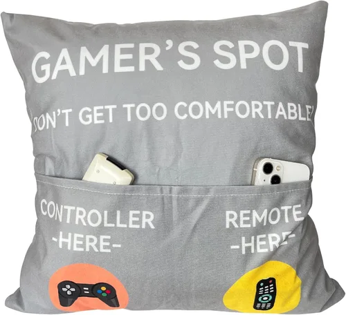 Miniatura 6 de ZUYUROU Regalos para jugadores, fundas de almohada con diseño de bolsillo para jugadores de 18 x 18 pulgadas, decoración de sala de juegos, rellenos