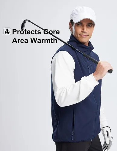 Miniatura 2 de Chaleco Softshell para hombre, forro polar, resistente al viento, sin mangas, para viajes, senderismo, pesca, correr, golf