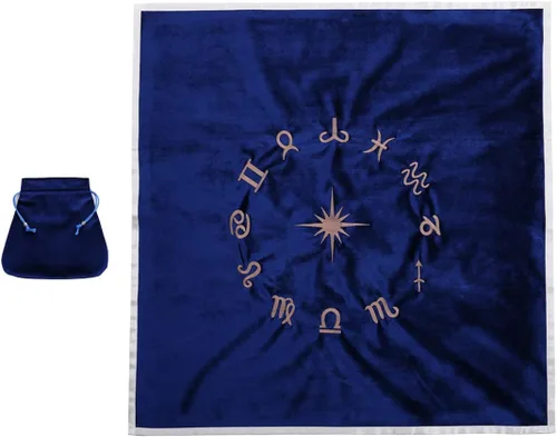Miniatura 2 de BLESSUME Wizard Tarot Mantel y bolsa cuadrada de terciopelo adivinación Tarot (Azul 2)