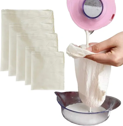 Miniatura 8 de Bolsas de estopilla para colar, reutilizables, coladores de paños de café y queso, bolsa grande de nuez y leche, bolsas de filtro de malla fina