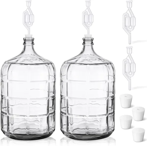 Miniatura 8 de Ziliny 2 Piezas Garrafón de Vidrio de 3 Galones con Tapones de Silicona Perforados y No Perforados y Jarra Fermentadora con Esclusa de Aire, Jarra