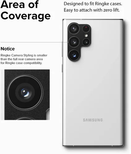 Miniatura 6 de Ringke Estilo de cámara compatible con Samsung Galaxy S22 Ultra 5G Protector de lente de cámara, marco de aluminio, adhesivo protector resistente