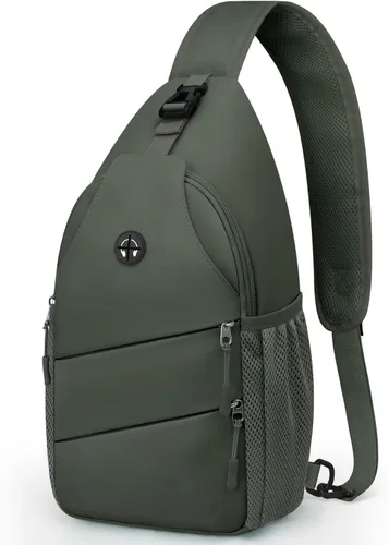 Miniatura 24 de Pritent Bolsos cruzados para mujeres y hombres, mochila de moda, bolsa casual para el pecho con correa de hombro convertible Negro