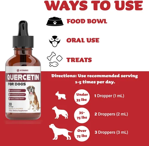 Miniatura 4 de Quercetina para perros – Quercetina para alergias de perros – Ayuda a apoyar la salud inmunológica, alivio de alergias, salud cardíaca y mucho más