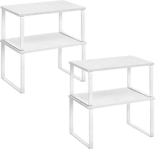 Miniatura 12 de SONGMICS Estante organizador de gabinete, juego de 4 estantes de encimera de cocina, almacenamiento de cocina, estante de especias, apilable, Tinta