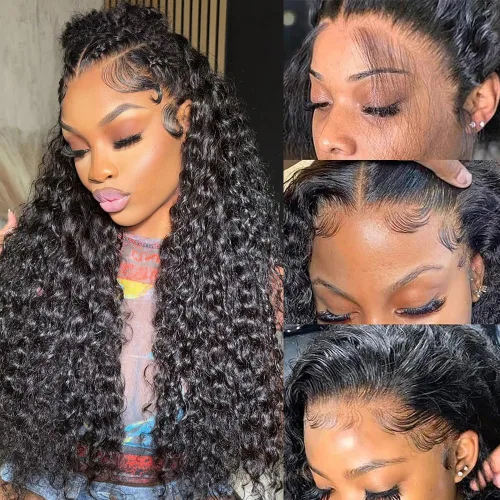 Miniatura 9 de Wingirl - Pelucas de cabello humano con malla frontal transparente HD de 13 x 4, densidad del 180 %, pre-sacado con pelo de bebé, sin pegamento, 13