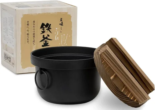 Miniatura 5 de Ikenaga Iron Works Delicious - Arroz de hierro, olla de hierro, negro, 2 piezas