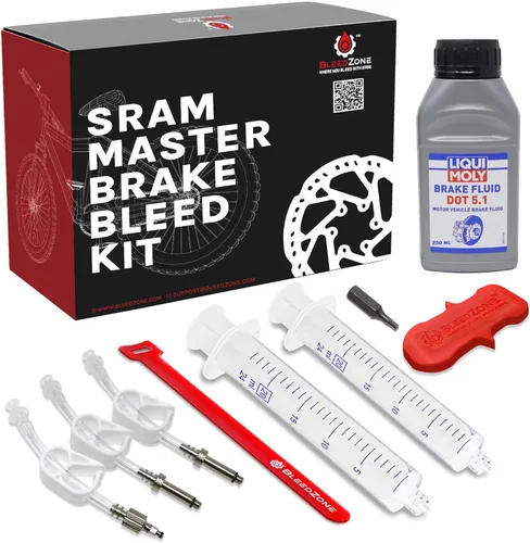 BleedZone - Kit de purga de frenos para frenos hidráulicos SRAM - Kit de purga de bicicleta con líquido de frenos DOT 5.1 de 8.5 fl oz para frenos