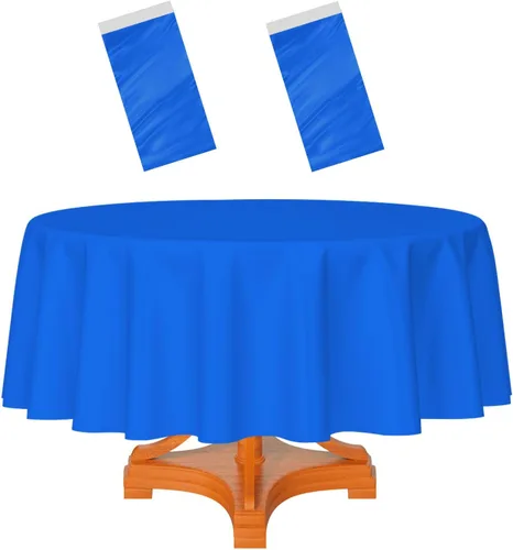 Miniatura 74 de HEIPINIUYE - Paquete de 2 manteles redondos de 84 pulgadas de plástico beige, manteles de mesa impermeables desechables para redondas, ideales