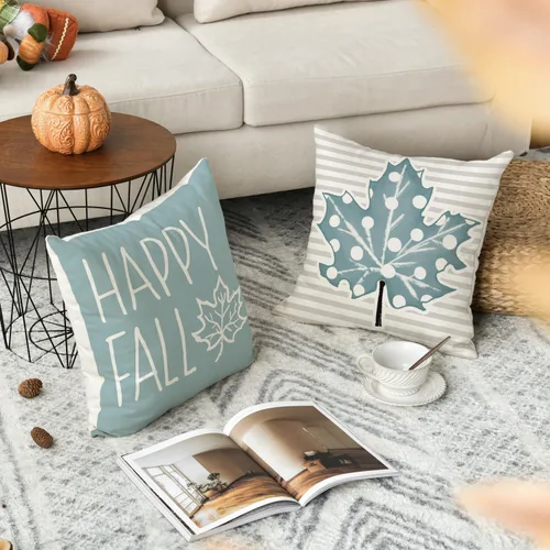 Miniatura 3 de AVOIN colorlife Juego de 4 fundas de almohada con texto en inglés "Happy Fall Hello Pumpkin", 18 x 18 pulgadas, cosecha de Acción de Gracias