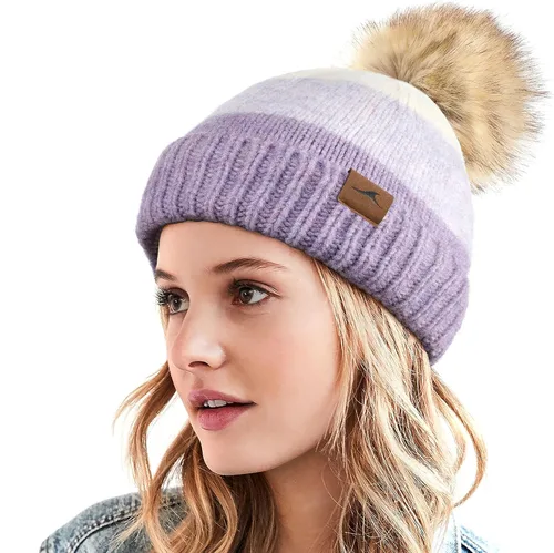 Achiou Gorro de invierno para mujer gorro de punto trenzado cálido para mujer gorro de punto de 3 colores con forro polar de piel sintética talla