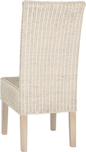 Miniatura 5 de SAFAVIEH Muebles - Juego de 2 sillas de comedor de mimbre Arjun - Blanco lavado - Ratán - Diseño tejido costero - Ideal para comedor, cocina, altura