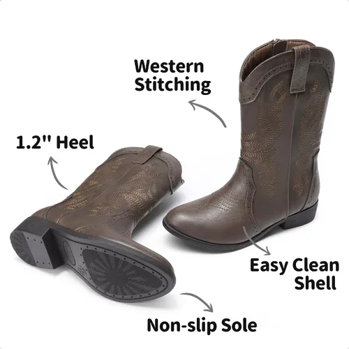 Miniatura 2 de DREAM PAIRS Girls Cowgirl Cowboy Western Boots Mid Calf Riding Shoes