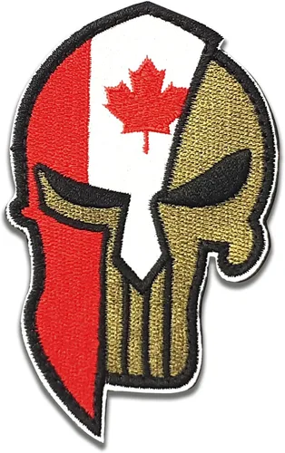 Miniatura 9 de Parche de calavera - Parche de calavera con bandera de Canadá - Parche de velcro - Parche bordado - Parche para mochilas, gorras, chaquetas, ropa