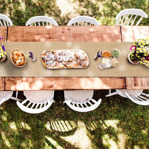 Miniatura 5 de Paquete de 12 caminos de mesa de arpillera de 12 x 71 pulgadas, camino de mesa rústico de yute a granel, decoración de boda, centros de mesa