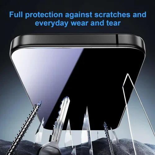 Miniatura 3 de OneFish Protector de pantalla para iPhone 13 Pro Max / 14 Plus de privacidad, vidrio templado antiespía de 4 vías de 360°, dureza 9H, bordes