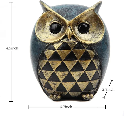 Miniatura 2 de Leekung Estatua de búho para decoración del hogar, figuras de búho para estantería, dormitorio, sala de estar, oficina y soporte de TV, esculturas