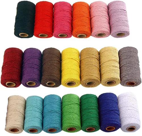 Miniatura 4 de Cordón de macramé de algodón 2 mm x 109 yardas, cuerda de algodón colorida para manualidades DIY, ganchos de plantas (Beige)