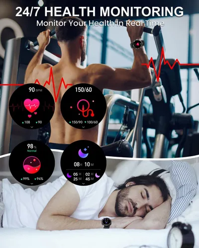 Miniatura 6 de Relojes inteligentes militares para hombres (respuesta/hacer llamada), reloj inteligente táctico para Android iOS, batería de 400 mAh/seguimiento