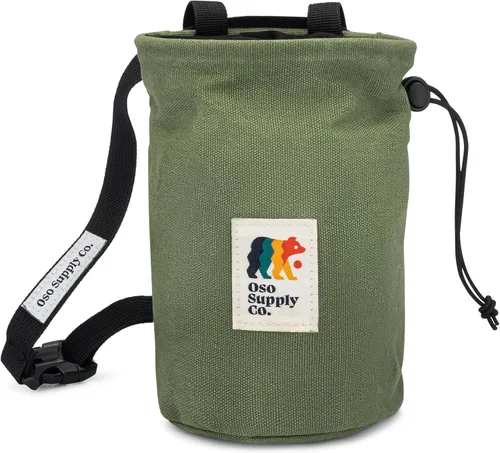Miniatura 4 de Oso Supply Co - Bolsa de tiza de lona encerada para escalada en roca, cubo de tiza para escalada en roca con cinturón, impermeable, bolsillo