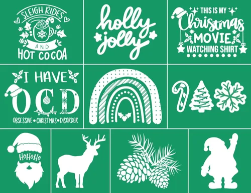 DGAG - Plantillas de pantalla de seda autoadhesivas de Navidad, plantillas de serigrafía de Papá Noel para manualidades, plantillas de pasta de tiza