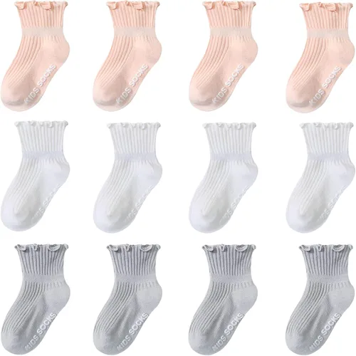 Miniatura 25 de Calcetines antideslizantes con agarre para tobillos, paquete de 12 unidades para niños pequeños, niños y niñas, lindos calcetines de algodón