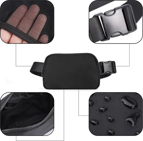 Miniatura 7 de ZPN Mini riñonera cruzada para mujer y hombre, Negro