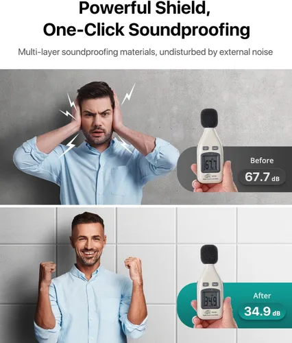 Miniatura 2 de Soundsbay Vinilo con carga masiva, paneles de pared insonorizados autoadhesivos, paquete de 12 unidades cuadradas de vinilo con carga masiva, Blanco