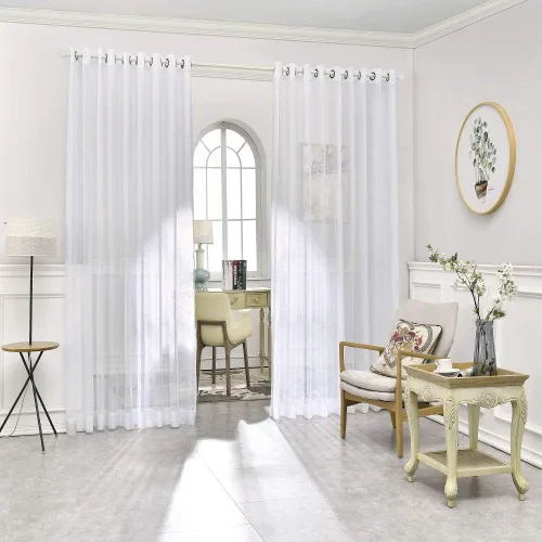 Miniatura 8 de Warm Home Designs Cortinas transparentes con ojales para habitación, cocina, habitación de los niños o sala de estar, 2 paneles con volados, de 54