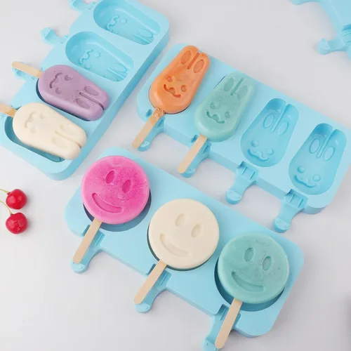 Miniatura 7 de Moldes de silicona para paletas de helado, 7 cavidades de caricatura, conejito de dibujos animados, para decoración de pasteles, 2 unidades, sin BPA