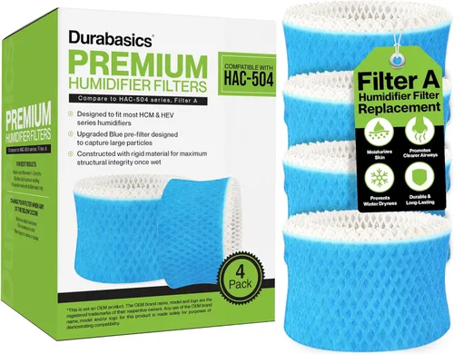 Durabasics Paquete de 4 filtros humidificadores de alta calidad compatibles con filtros humidificadores Honeywell HAC-504, HAC-504AW y Honeywell