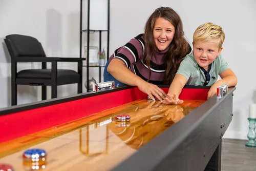 Miniatura 2 de Hathaway Avenger Mesa de Shuffleboard de 9 Pies para Sala de Juegos Familiar – Campo de Juego con Recubrimiento de Polímero, Anotador y Gabinete