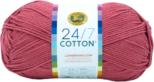 Miniatura 104 de Lion Brand Yarn, Hilo ligero mercerizado de algodón 24/7 para tejer, ganchillo y manualidades, Almirante, 1 paquete, 185 yardas de fibra natural