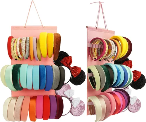 Miniatura 12 de Organizador colgante para diademas para niñas, organizador de diademas de fieltro, organizador de almacenamiento para diademas (sin diademas) (Negro)