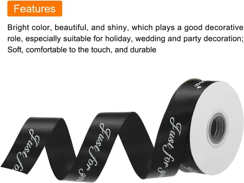 Miniatura 3 de MECCANIXITY Cinta de satén de 1 pulgada de ancho Just for You, cinta de grogrén personalizada de San Valentín de 25 yardas para envolver regalos