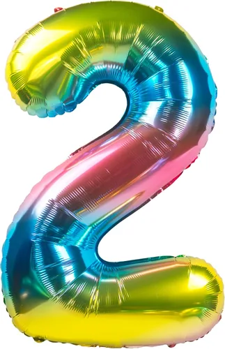 Miniatura 2 de Globos gigantes de 32 pulgadas para inflar con helio, para fiesta de cumpleaños, color degradado arcoíris (número 0 de gradiente arcoíris)