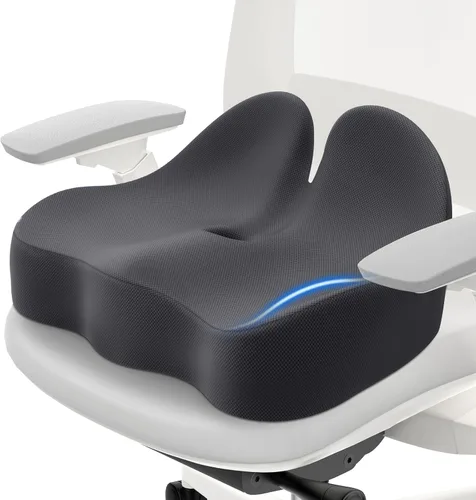 Miniatura 10 de Cushzone Cojín de asiento, cojines de espuma viscoelástica para silla de oficina, diseño curvado ergonómico para ciática, coxis, soporte de asiento