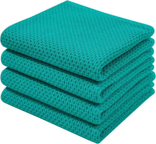 Miniatura 139 de Homaxy Paños de cocina de 100% algodón con tejido de gofre, ultra suaves, absorbentes, de secado rápido, 12 x 12 pulgadas, paquete de 6, amarillo